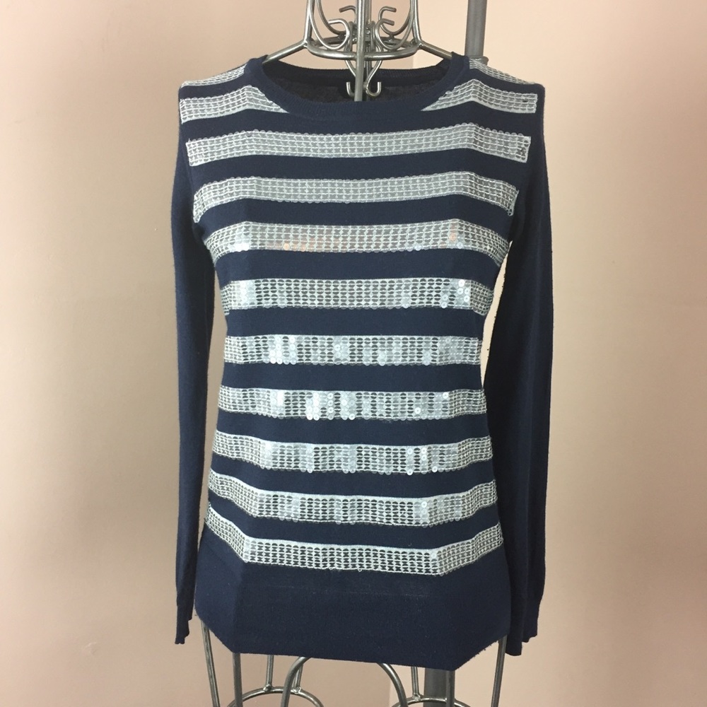 Tommy Hilfiger blue striped sequin sweater